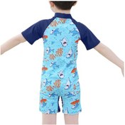 Resim Mor Çocuklar Baskı Mayo Erkek Kısa Kollu Tulum Kız Mayo O-boyun Plaj Mayo Fermuar Sörf Wetsuit Mor 