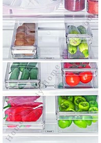 Resim Nandy Home Kapaklı Midi Tall Clear Buzdolabı Dolap Içi Düzenleyici Organizer 3 Adet Şeffaf 