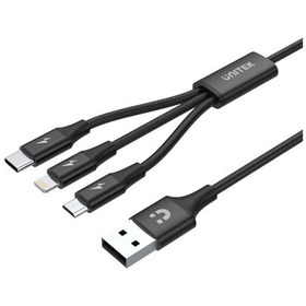 Resim Unıtek Usb-a 3in1 Hızlı Şarj Kablosu 1.2mt 2.4a Mıcro Usb, Type-c, Lıghtnıng C14049bk 