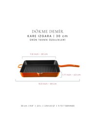 Resim Voeux 30 Cm Kare Izgara Tava - Turuncu 