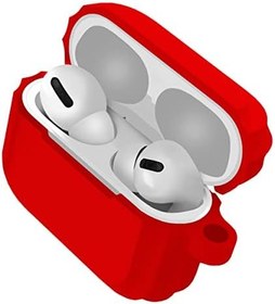 Resim BUFF LABS Airpods Pro Uyumlu Rubber Silicone Case Kancalı Yumuşak Silikon Kılıf Airpods Pro 1 ve Pro 2 Uyumlu Kulaklık Kılıfı (Kırmızı) 