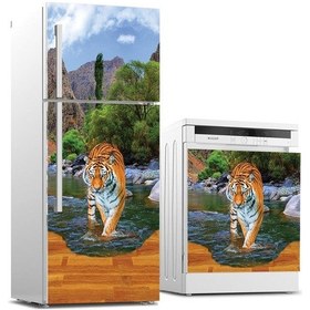Resim Buzdolabı Ve Bulaşık Makinası Beyaz Eşya Sticker Kaplama Kaplan 