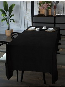 Resim Siyah Renk Kadife Dokulu Masa Örtüsü Dertsiz Velvet Touch Serisi Siyah 