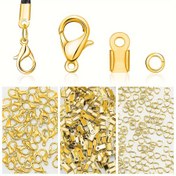 Resim 110 Parça/Set Alaşımlı Istakoz Toka Atlama Halkaları Sahte Deri Klips Uçlu Katlanır Bağlantı Elemanları Bilezik Kolye DIY Takı Yapım Malzemeleri 