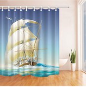 Resim Zethome Tropik Sail Boat Banyo Duş Perdesi Tek Kanat 1X120X200 
