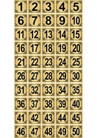 Resim Metal Kapı,Masa,Dolap Numarası 20x20cm 50 adet (1..50) Altın Renk Metal 