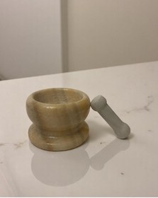 Resim Mermer Açık Renk Havan Sarımsak Döveceği Renkli 