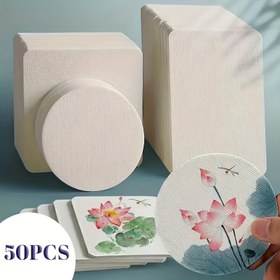 Resim 50 Adet/paket, Premium 300GSM Suluboya Kağıdı, Yüksek Kaliteli Dokulu Profesyonel Boyama İçin Mükemmel, Kalın Çizim Sketch Kağıdı, Suluboya Boyama, Eskiz Çizimi, El Yapımı Katlama Ve Sanat Öğrenme Malzemeleri İçin Uygun, Küçük Sanat Eserleri İçin İdeal Harika Kartpostallar Ve Okul Projeleri 