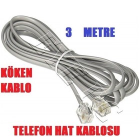 Resim 3 Metre Üç Mt Köken Telefon Modem Adsl Vdsl Hat Kablosu 