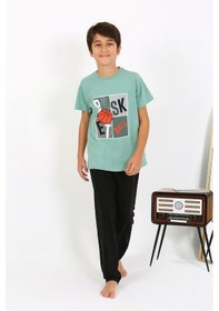 Resim Akbeniz Erkek Çocuk Kısa Kol Penye Pijama Takım 20758 Suyeşili Su Yeşili 