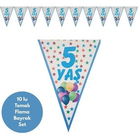 Resim 5 Yaş Mavi Flama Bayrak Set Süs Tüm Yaşlar 