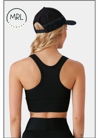 Resim Kadın Siyah Sporcu Sütyeni Pedli Likralı Su Sporları Koşu Fitness Dans Sports Bra Siyah 