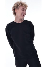 Resim Siyah Erkek Çocuk Sweat Pamuklu Rahat Kalıp Basic Uzun Kollu Siyah 