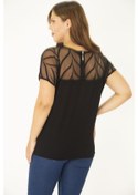 Resim Kadın Büyük Beden Siyah Arka Robası Fermuar Ve Dantel Detaylı Bluz 65n36943-siyah Siyah 