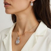 Resim 3/4 adet Kadın Moda Kolye Seti, Sentetik Taş, Altın Tonlu Alaşım, Zarif ve Lüks, Kolye, Yüzük, Bilezik, Küpe ile - Düğünler, Banketler, Törenler, Çok Yönlü Moda|Vintage Zarafeti|Sentetik Taş Se 