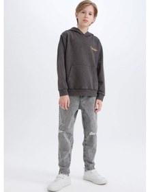 Resim DeFacto Erkek Çocuk Kapüşonlu Sırt Baskılı Sweatshirt D3060A824WNAR223 