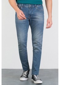 Resim HLT Jeans Erkek Açık Mavi Taşlamalı Slim Fit Denim Jeans Kot Pantolon 