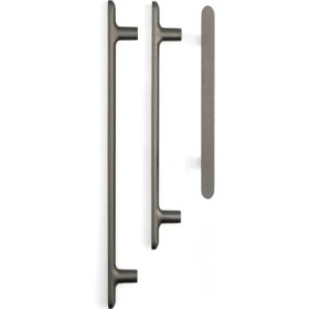 Resim System 4740 Modern Düz Kulp Kalaylı Siyah Saten Renk 192 mm (Iki Delik Arası Mesafe) 