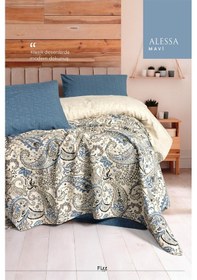 Resim Alessa Mavi Çift Kişilik Pike Takımı %100 Pamuk, Yazlık Nefes Alan Kumaş MAVI 