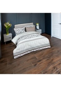 Resim Beyaz Üzerine Siyah Desenli Nevresim Takımı Çift Kişilik, %100 Pamuk, Yumuşak Dokulu Beyaz 