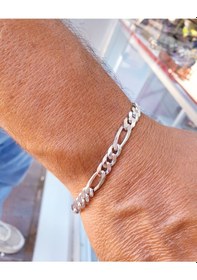 Resim Magrib 925 Ayar Gümüş 6mm. Figaro Erkek Zincir Bileklik 