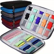 Resim Dayanıklı Polyester Apple Watch Band Organizatör Kılıfı - Çok Fonksiyonlu, Taşınabilir Seyahat Saklama Çantası, Çeşitli Kayış Renkleri için File Bölmeleri, Elastik Tutucular 