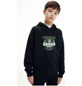 Resim Rick Science Gym Baskılı Unisex Çocuk Kapüşonlu Siyah Sweatshirt Siyah 
