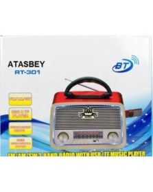 Resim Ataşbey RT-301 Kırmızı Nostaljik Görünümlü Bluetoothlu Mp3 Çalar Radyo Müzik Kutusu 