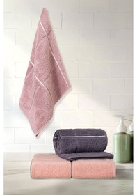 Resim Varol Kare Serisi Micro Cotton 30x50cm 3 Lü Havlu Seti V2/30x503adet Antrasit - Bej 
