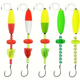 Resim 5 adet 6/0 Kedi Balığı Yemi Garip Kedi Balığı Rig Kedi Balığı Çıngırak Floater Kedi Balığı Takımı 