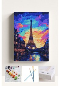 Resim Sayılarla Boyama Seti Numaralı Tuval Fırça Boya Paris Gece 40x50 Cm 