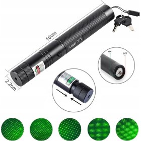 Resim PowerMaster OM-120118650 Pilli Şarjlı Anahtar Emniyetli Yeşil Lazer Pointer (50 KM) 