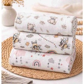 Resim Childmechild Çok Amaçlı Müslin Örtü&battaniye 3'lü Set %100 Pamuk 80X90 cm 