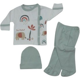 Resim Hoppala Filli Eldivenli Yenidoğan 3 Lü Zıbın Seti Yeşil Çok Renkli 