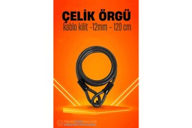 Resim Çelik Örgü Kablo Kilit 12MM 120 cm Bisiklet Kilidi Motosiklet Kilidi Eşya Garaj Kilidi 721730 