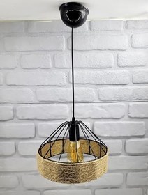 Resim Siyah Metal Tel Konik Halatlı Model Cafe Restaurant Hol mutfak Tekli Sarkıt Avize Aydınlatma 