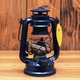 Resim Vıp 30 cm Metal Gemici Feneri Lacivert Gaz Lambası Lacivert Gemici Feneri Kamp Lambası Çadır Lambası 