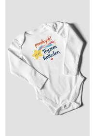 Resim Morivokids Panik Yok Teyzem Halleder Uzun Kollu Çıtçıtlı Bebek Body Beyaz 