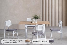 Resim VERA ÇİZİLMEZ AÇILIR MASA TAKIMI, MEŞE BEYAZ, 70X80 