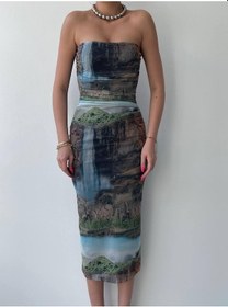 Resim Cojans Mountain Straplez Tül Elbise Karışık 