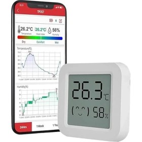 Resim Isı ve Nem Ölçer Termometre Bluetoooth Bağlantılı Dijital Termometre LCD Ekranlı Isı Nem Ölçer, Ios/android ile Uyumlu,çucuk,bebek,ev Vs. Için, Beyaz 