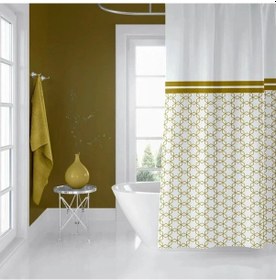 Resim Banyo Perdesi 1x120x200 Tek Kanat Duş Perdesi Halka Hediyeli 1869 Çok Renkli 