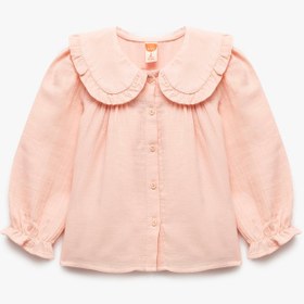 Resim Kız Bebek Pamuklu Fırfır Detaylı Uzun Kollu Bebe Yaka Gömlek 