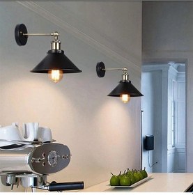 Resim Mylights Vintage Retro Metal Mafdsalı Aplik Duvar Lambası Tek Fi Siyah 