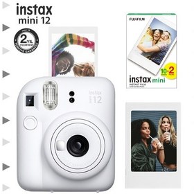 Resim Fujifilm Instax Mini 12 Fotoğraf Makinesi + Çerçeve + 20'li Mini Film Seti Beyaz 