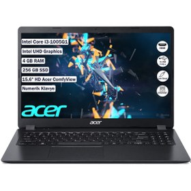 Resim Acer EX215-52 NX.EG8EY.001 i3-1005G1 4 GB 256 GB SSD 15.6" Dos HD Dizüstü Bilgisayar 