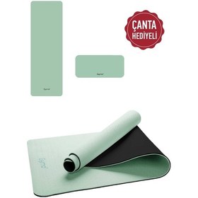 Resim Gymo Ekolojik 6mm Tpe Yoga Matı Pilates Minderi Diz Dirsek Koruyucu Matlı Set Açık Yeşil 