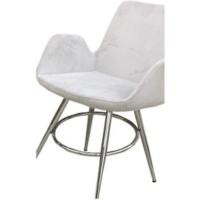 Resim Sandalye MAKİ Kollu Beyaz Model Dökme Sünger Metal Transmisyon Çelik Nikelaj Babyfac kumaş El Yapım 