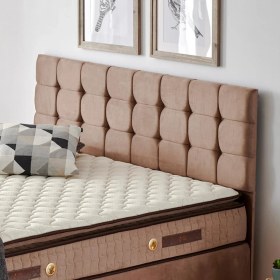 Resim Niron Rama Başlık Tek Kişilik Yatak Başlığı - 120 cm Sütlü Kahve Kumaş Başlık 