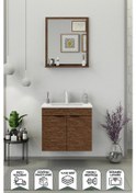 Resim Biani Fix Arya 65 Cm Banyo Dolabı,Seramik Lavabolu, Aynalı,Lavabo Dahil,Mdf,Aybe Kahve 